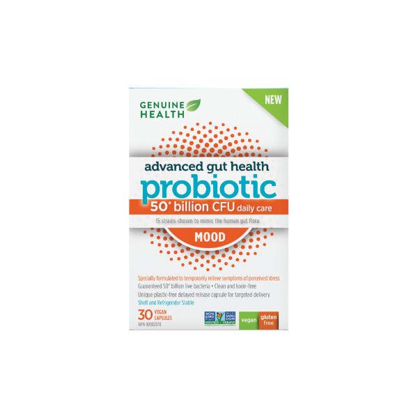 Genuine Health Advanced Gut Health Probiotic Mood (50 Billion CFU) - 30 V-Caps
