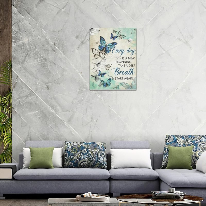 Teal Butterfly Floral Wall Decor - Farmhouse Butterfly Pictures Inspirational