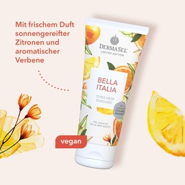 DERMASEL Dead Sea Salt Bella Italia Shower Gel 100 ml | Vegan | The Lightness of Italy | Limited Edition | Travel the Ocean | With Valuable Sea Minerals (Dead Sea Salt) and Lipid Components