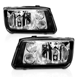 AmeriLite for 1999-2005 Volkswagan Jetta Black Housing Headlights Fog Lights Pair - Passenger and Driver Side