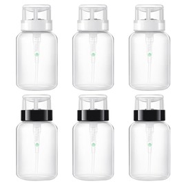200ml Nail Cleaner Bottle Nail Pump Bottle Pump Dispenser Transparent Liquid Bottle Rotating Locking Makeup Removal Dispenser Bottle 3*Black,3*White