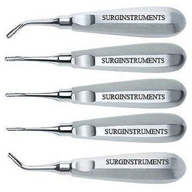 SurgicalOnline Serrated Elevators Set Dental Extraction Instruments 5 Pcs