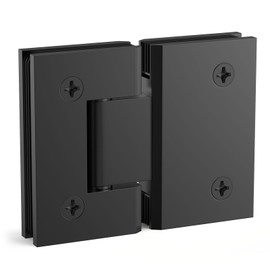 AatrixQuayn 180 Degree Glass Shower Door Hinges Heavy Duty Solid Brass, Shower Door Hardware Replacement for 5/16"(8mm) - 1/2"(12mm) Thickness Tempered Glass (Black, 1 Pack, 180 Degree)