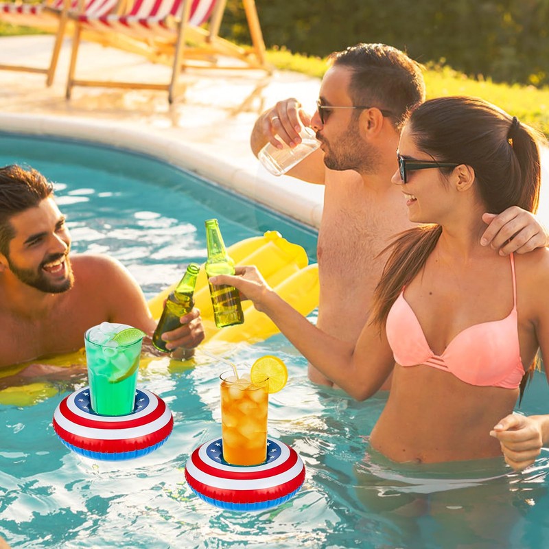 Harsever 8 PCS 4th of July Floaties for Pool,Patriotic Drink
