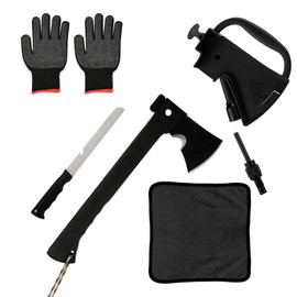 NIPURA Outdoor Camping Hatchet Axe, Tactical Axe And Hammer, Small Fire Starter And Whistles, Essential Emergency Survival Tool, Multifunctional Tomahawk with Sheath, Military Grade Hiking Hunting