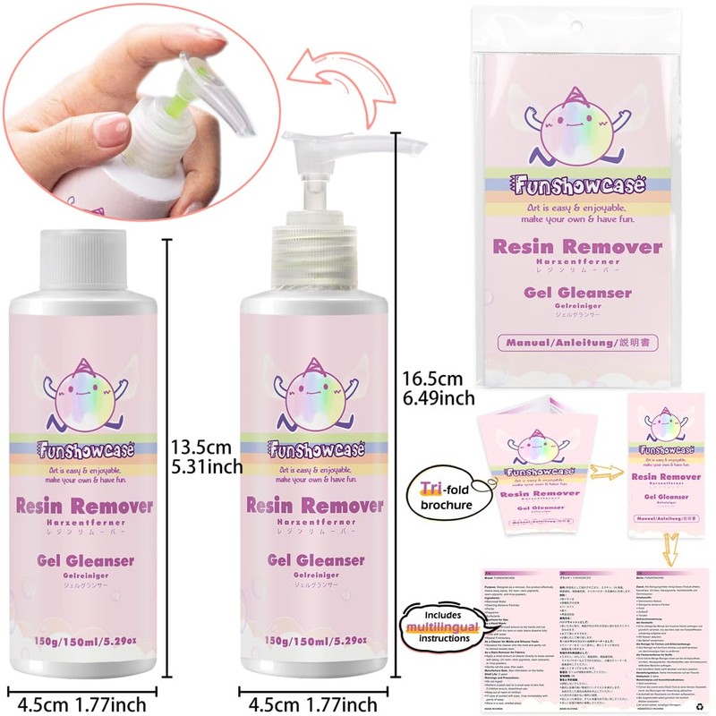 FUNSHOWCASE Resin Cleaner Epoxy Remover with Refill Set 10oz 300ml