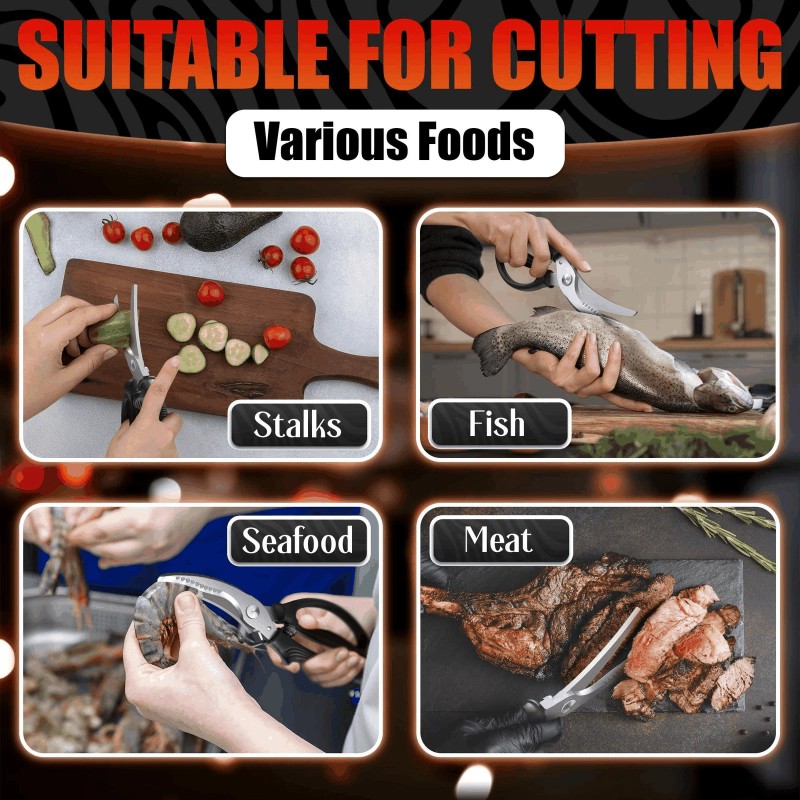Liberhaus Heavy Duty Poultry Shears – Stainless Steel Meat Scissors