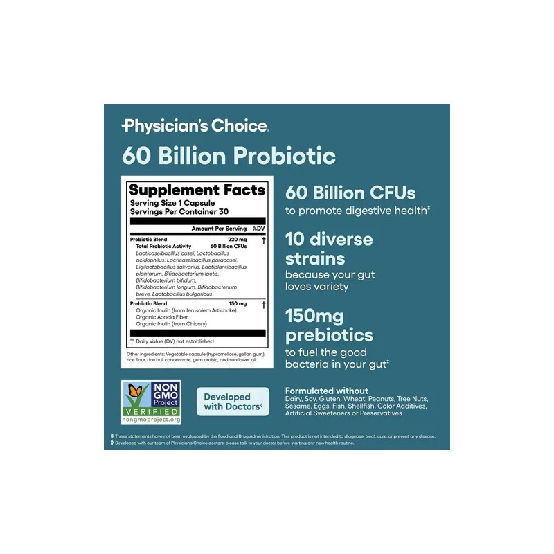 Physician's Choice: Probióticos 60 Mil Millones Y Enzimas