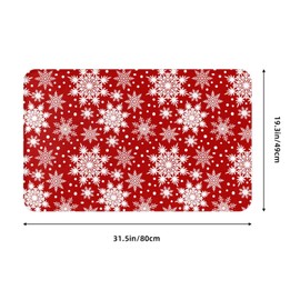 Jbofyee - Alfombra de baño de invierno con copos de nieve de color rojo, antideslizante, de microfibra suave, lavable, alfombra de baño para entrada, decoración de Navidad para tina, ducha, piso de