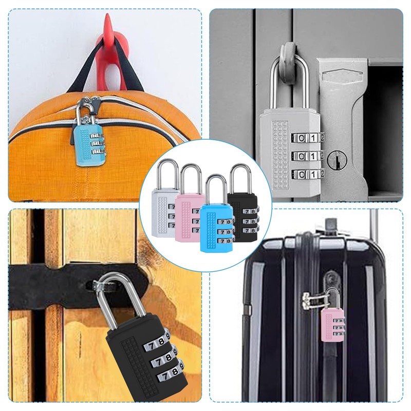 4 Pcs Luggage Locks Combination Padlocks Suitcase Locks Alloy Body