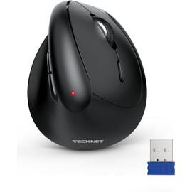 TECKNET Vertical Wireless Mouse, Ergonomic Mouse for Small Hands, 4800DPI, 5 Adjustable DPI Levels, 6 Buttons, 2.4GHz Silent Optical Wireless Mouse for Laptop, Computer, PC, Mac - Black