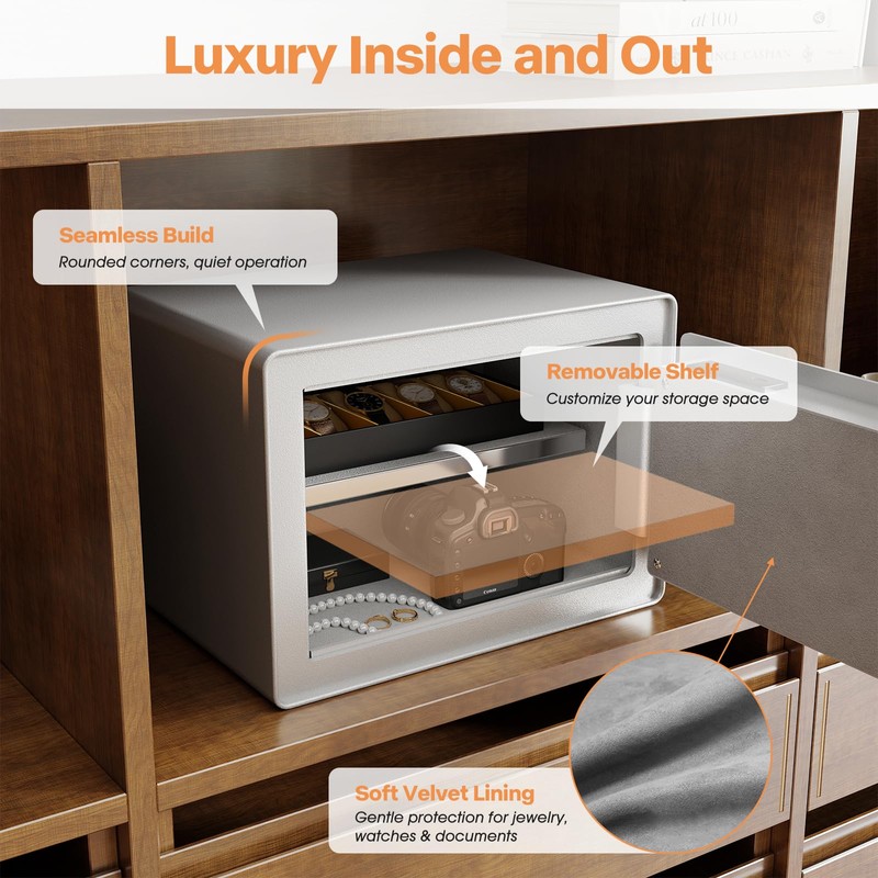 GoldenKey White Fingerprint Safe for Home, 1.2 Cu Ft Biometric