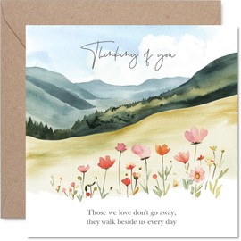 Watercolour Sympathy Card for Women Men - Floral Countryside - Mourning Bereavement Cards for Adults, 145mm Condolences Thinking of You Greeting Cards