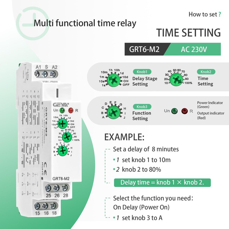 Multifunction Time Relay Module 10A, IGEYAPA Adjustable Delay Timer Switch,