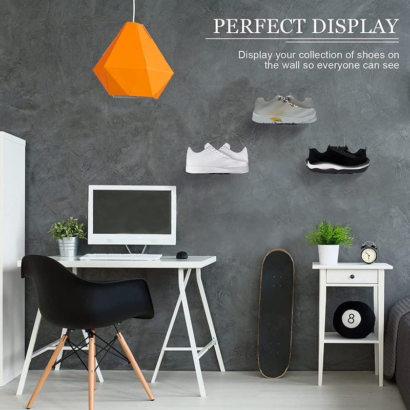6 Pcs Black Floating Shoe Shelves Transparent Acrylic Wall Mounted