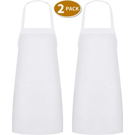 J. Adler [2 PACK] Bib Apron | 34 x 32 Inches, 100% Cotton | Full Size, Commercial Grade, For Women & Men | White, No Pockets Aprons