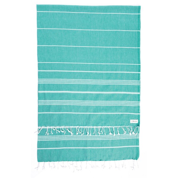 Bersuse 100% Cotton - Anatolia XL Throw Blanket Turkish Towel - 61 x 82 Inches, Teal