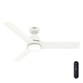 Hunter Fan 52 Inch White Indoor/Outdoor Ceiling fan with Light and Remote for Bedroom, Living Room, Office, Kitchen, Porch (Renewed)