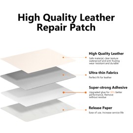 Self Adhesive Leather Repair Patch, 9 x 11 inch Leather Repair Tape 2 PCS, Leather Patches for Furniture, Vinyl Leather Repair Kit for Couches, Boat Seats, Furniture, Cars(Beige White)