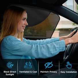 LSTRAGY 2 PCS Car Window Shades, Magnetic Double Layer Car Side Window Sun Shades with Full Shade/Half Shade, Front Window Covers for Driver,Car Accessories