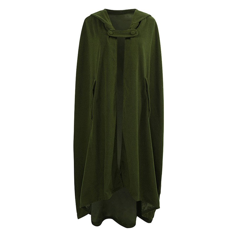 Casual Women Winter Cloak Hooded Sleeveless Button Closure Long Cape