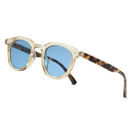 Feisedy B1260 Men's Sunglasses, Redaze, UV400, UV Protection, Date Glasses, Color Lens, For Driving, Bicycling, Fishing, Baseball, Running, Cycling, Golf, Unisex, Yellow frame blue lens