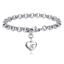 TONY & SANDY Gifts for Teen Girls Valentines Day Easter Teenage Girls Initial Charm Bracelet Girl Jewelry Stuff Trendy Gifts for 13 16 14 15 8 9 10 11 12 Year Old Birthday Stocking Stuffers