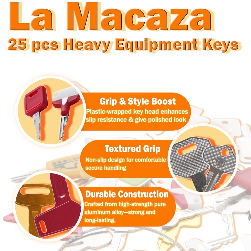 La Macaza No-Duplicate Heavy Equipment Keys Master Set, Construction Ignition