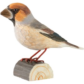 WILDLIFEGARDEN Wildlife Garden WG424 DecoBird Kernbeisser - Hand Carved Decorative Wooden Bird - Medium European Birds