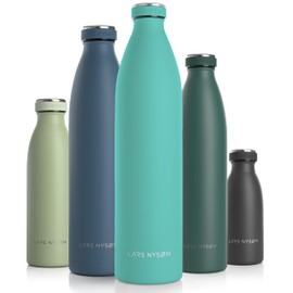 LARS NYSØM Stainless Steel Insulated XL Water Bottle 12oz 17oz 25oz 34oz 51oz | Insulated Thermo Flask for Hot and Cold Beverages | Leakproof Drinking Bottle (Aqua Turquoise, XL 1500ml)