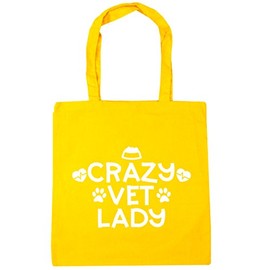 Hippowarehouse Crazy vet lady Tote Shopping Gym Beach Bag 42cm x38cm, 10 litres