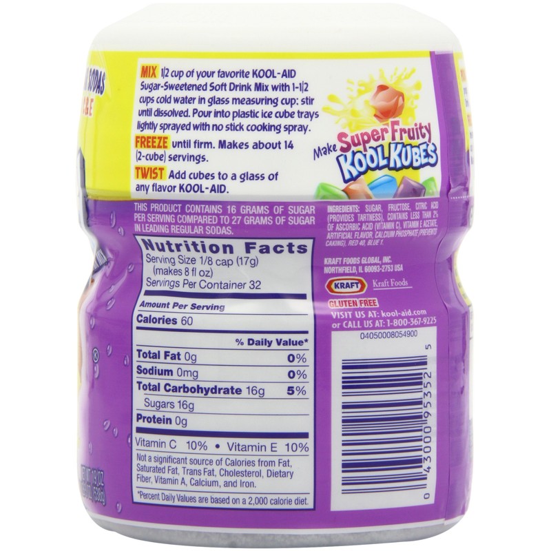 Kool-Aid Drink Mix, Sugar Sweetened Grape, 19-Ounce Container (Pack of