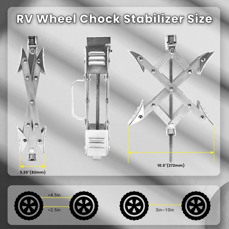 Pafessa X-Shaped RV Wheel Chock Fit 3.25” to 10.5” Camper