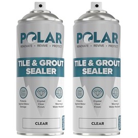 Polar Tile & Grout Sealer Clear Aerosol Spray - 2 x 13.5 Fl Oz | Instantly Waterproofs and Protects Floor Tile Grout | Ideal for Bathroom, Shower & Kitchen | Interior & Exterior Tile Sealer
