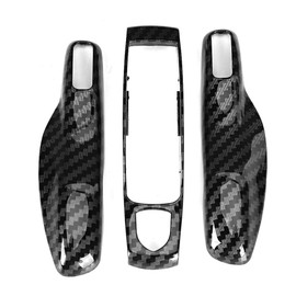 Key Chain Trim, 3pcs/Set ABS Carbon Style Car Key Cover Fits Cayman/Macan/Car Carbon Fibre Key Cases