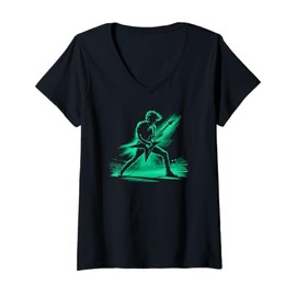 Womens Electric Guitar Player Instrument Electric Bass Guitar Rock V-Neck T-Shirt
