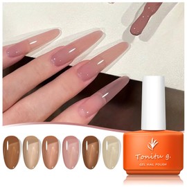 TONITU G · Jelly Color Gel Nail Polish Set 6Pcs Kit, Brown Nude UV LED Soak Off for Salon Manicure and Nail Art DIY Gift for Women