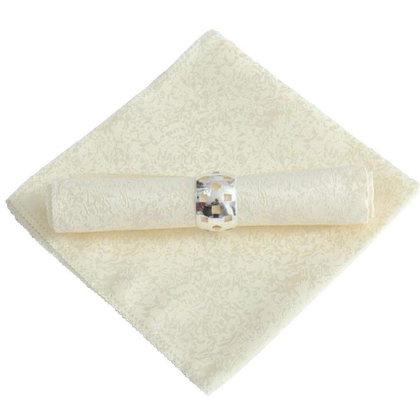 YiyiLai Jacquard Table Napkins Hotel Restaurant No Napkin Rings Cream