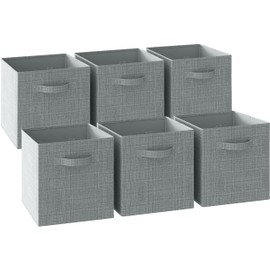 NEATERIZE Fabric Storage Cubes for Cube Organizer - 6 Pack Heavy Duty Grey Storage Bins - 13 Inch Cube Storage Bin, Use As A Clothes Storage Box, Baskets For Shelves or Cubbies Storage bins
