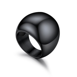 Simple Dome Statement Ring for Women,Black Thumb Rings Minimalist Signet Ring, Size 11