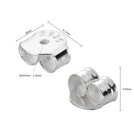 Genuine S925 Sterling Silver Earring Backs Replacements for Studs, 12Pcs/6Pairs Pierced Metal Support Backings Secure for Posts, Hypoallergenic Safety Butterfly Locking Ear Ring Stoppers 6.2X6.0X3.6mm