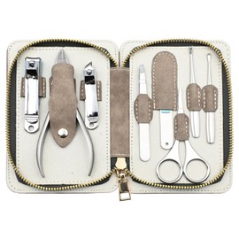 Manicure Set Professional Nail Clippers Pedicure Kit,19/12/8pcs Stainless Steel Nail Care Tools Grooming Kit with Luxurious Travel Leather Case for Men Women (8PCS Women's Set)