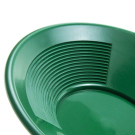 ASR Outdoor 14 inch Gold Pan with Dual Riffles for Gold Prospecting, Green
