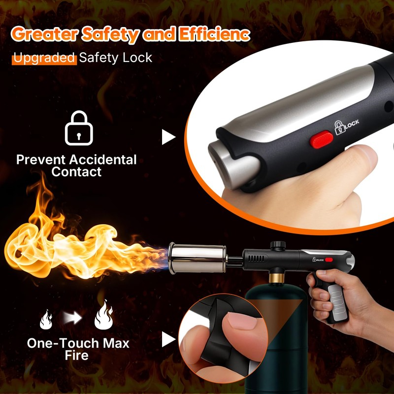 GESPERT Propane Torch Gun, Portable Flame Thrower, Searing Torch for