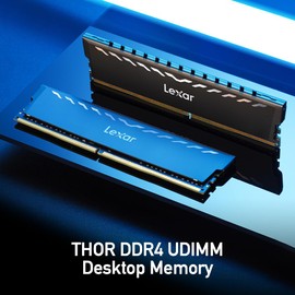 Lexar 16GB (2x8GB) THOR DDR4 RAM 3200MT/s CL16 1.35V Desktop Memory with Heatsink, Intel XMP 2.0, Black (LD4U08G32C16LG-RUD)