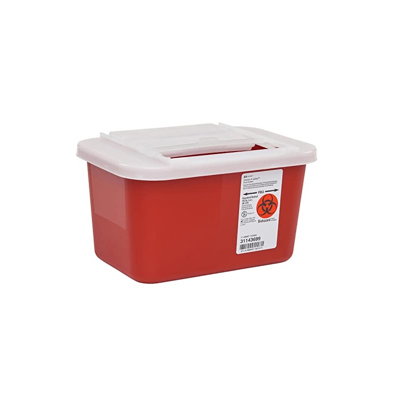 DMI Multi-Purpose Sharps Container with Sliding Lid, Biohazard Needle and