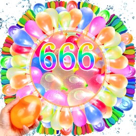 ENCOUN 666 Pieces Water Balloons, Colourful Mixed Water Balloons, Seconds Quick Fill Water Bombs Set, Water Bombs Self-Closing, Water Ball for Water Games, Beach Party, Birthday Party