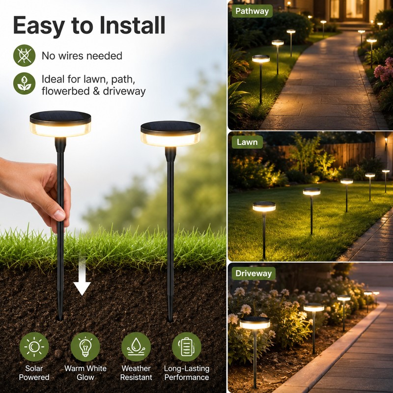 Solar Swaying Pathway Lights for Outdoor Decor – 2-Pack IP65
