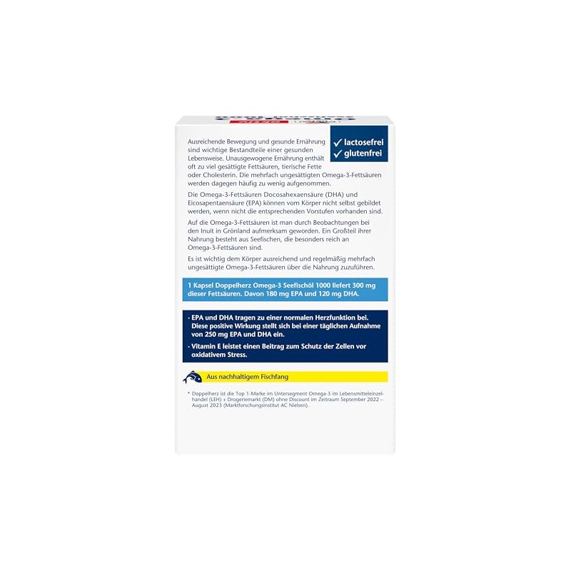 Doppelherz Sea Fish Oil Omega-3 1000 For a Heart-Friendly Diet,