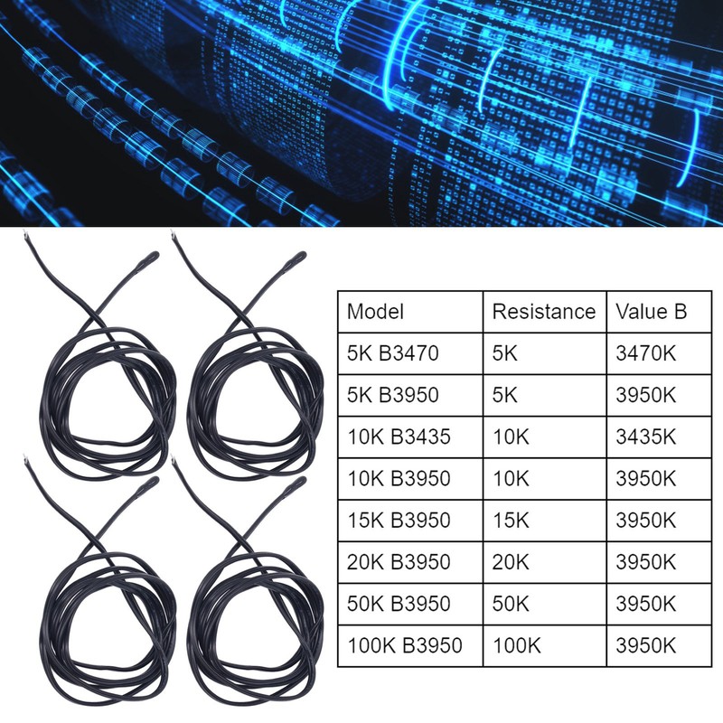 10Pcs NTC Thermistor Sensor PVC Epoxy Resin NTC Temperature Probe